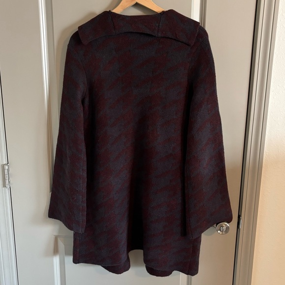 Ann Taylor Houndstooth Wool Blend Open Front Long Coatigan Sweater Cardigan - Picture 4 of 6